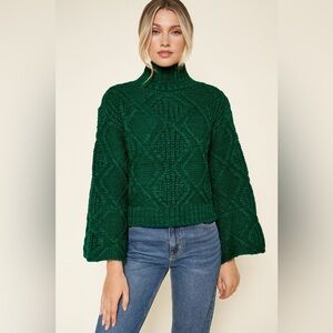Vici Green Cable Knit Sweater